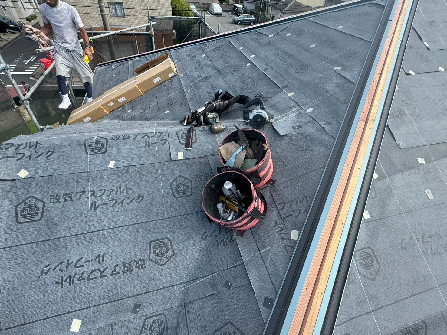 防水シート施工