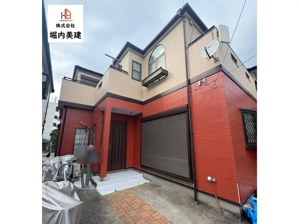 【千葉市花見川区】レンガ系レッド×ベージュの個性と温かみのある外壁塗装